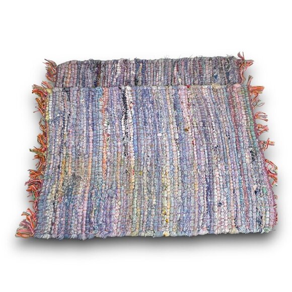 4 Vintage Handwoven Rag Rug Placemats Boho Style Cotton Set 19"x14" EUC Rustic - Picture 5 of 10